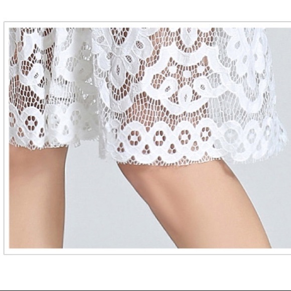 Last 1! Hollow Long Sleeves Knee Length Lace Dress - Picture 4 of 8